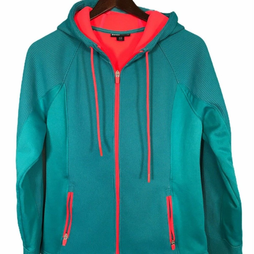Swiss Tech Women's Hoodie S Small 4-6 Aqua Pink Details Long Sleeve